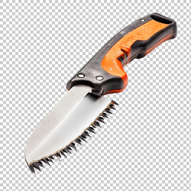 Couteau denté à poignée orange pour couper des branches