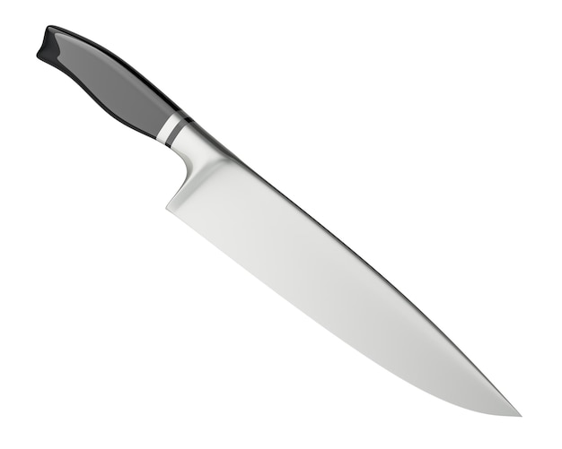 Le couteau du chef, le couteau des cuisiniers, le rendu 3D isolé sur un fond transparent.