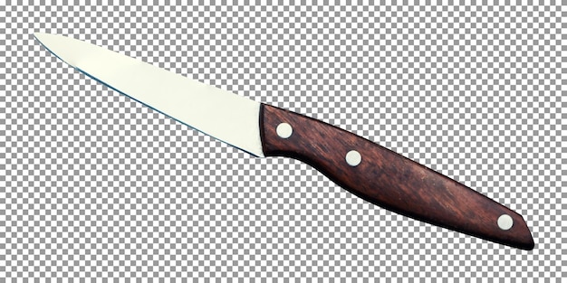 PSD couteau avec un manche en bois sur fond transparent