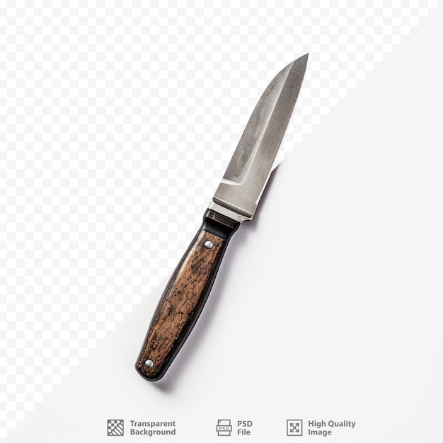 PSD un couteau avec un manche en bois et un manche en bois.