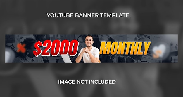 PSD couverture de bannière youtube professionnelle expliquant comment gagner de l'argent