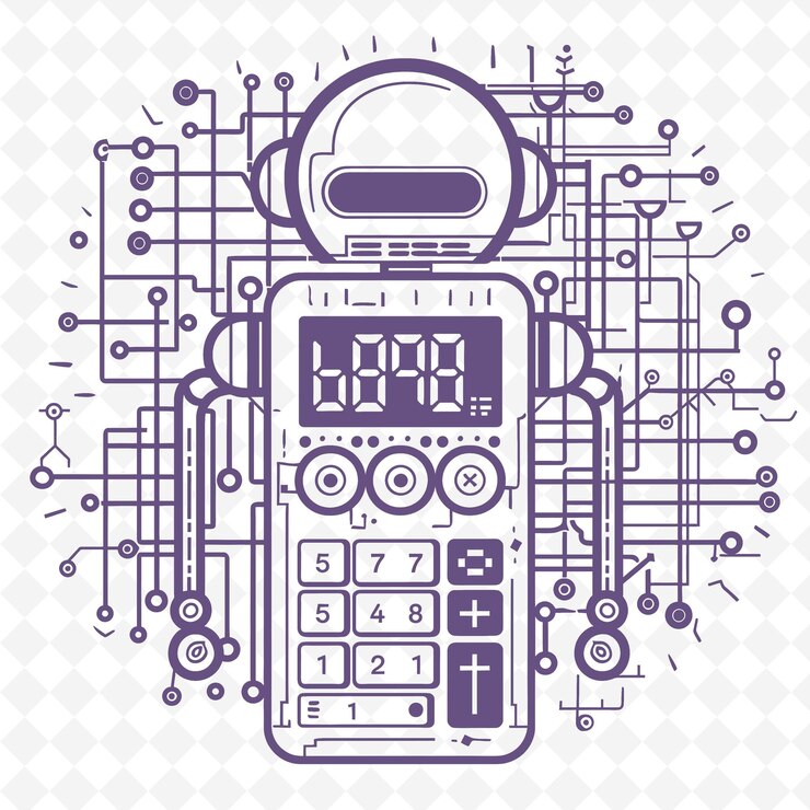 PSD couverture de calculatrice png avec un design futuriste avec un contour de circuit art designs créatifs
