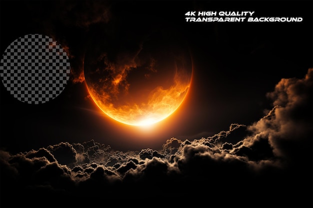PSD la couverture du nuage de l'éclipse solaire photo réelle sur fond transparent