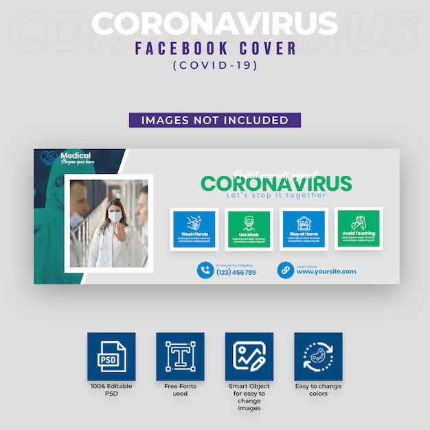 PSD couverture facebook de covid-19 et coronavirus