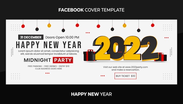 PSD couverture facebook de fête de bonne année ou modèle de bannière web