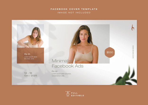 PSD couverture facebook de mode minimale moderne ou modèle de bannière psd modifiable