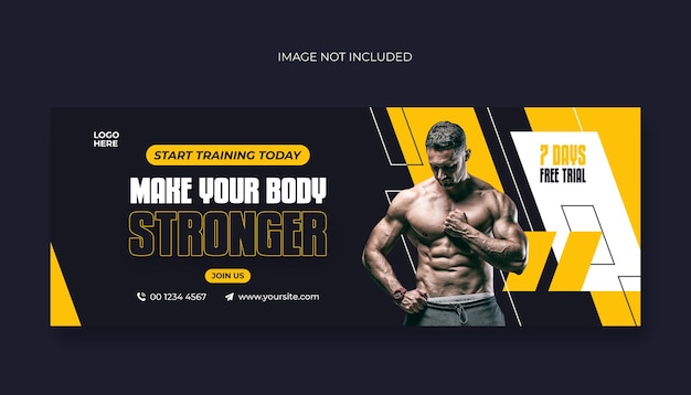 PSD couverture facebook et modèle de bannière web de gym fitness