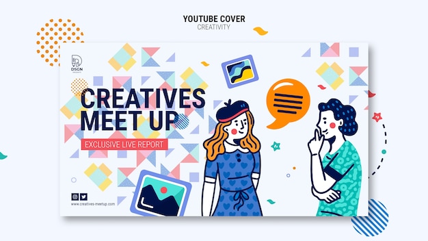 PSD couverture youtube du concept de créativité