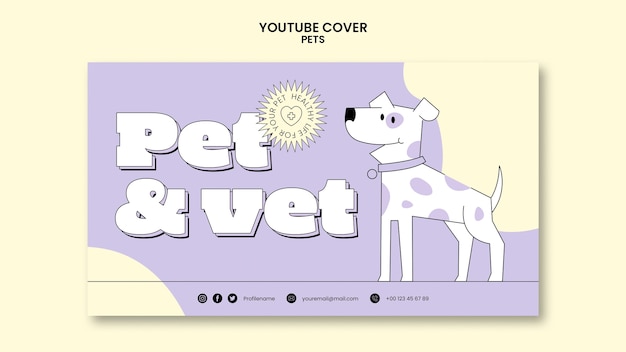 Couverture Youtube De Soins Pour Animaux De Compagnie Dessinés à La Main