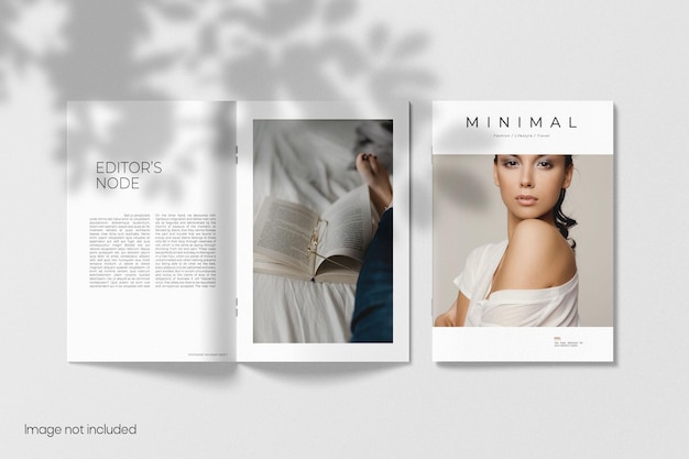 Cover and opened brochure mockup
