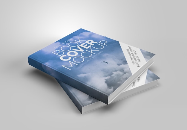 PSD cover-mockup von zwei hardcover-büchern