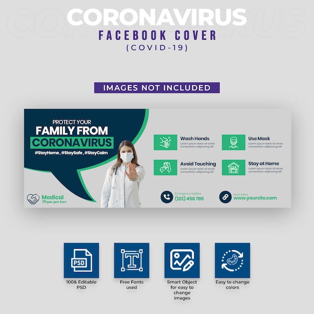 PSD covid-19 & coronavirus facebook cover