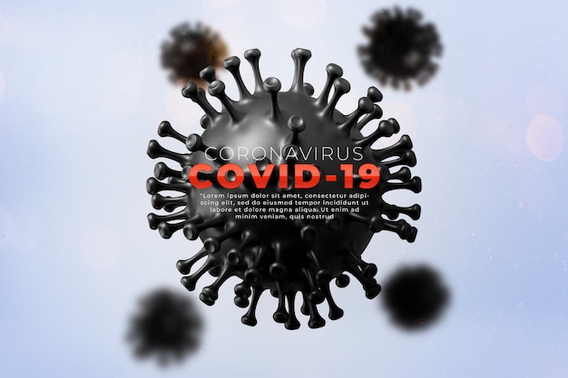 PSD covid-19, infection médicale de la maladie de corona illustration médicale montrant la structure du virus épidémique. contagion et propagation de la maladie de la grippe pathogène.