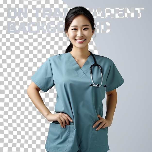 PSD covid-19 profissionais de saúde conceito de pandemia confiante sorridente médico asiático enfermeira em scru