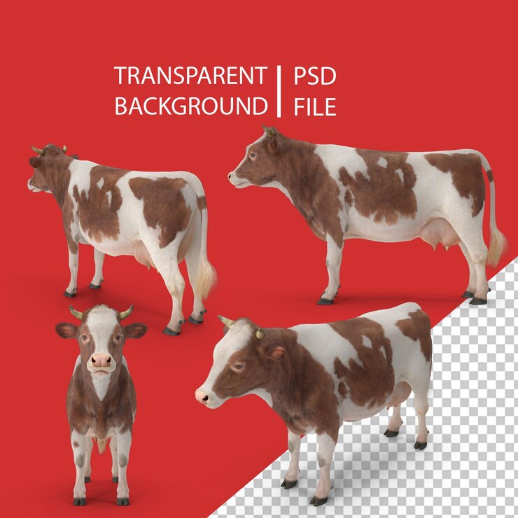 PSD cow with fur png
