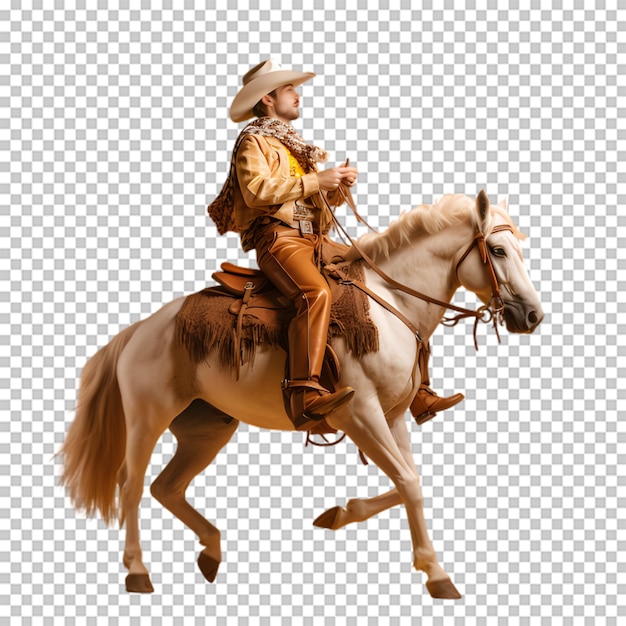 Cowboy em cavalo isolado em fundo transparente