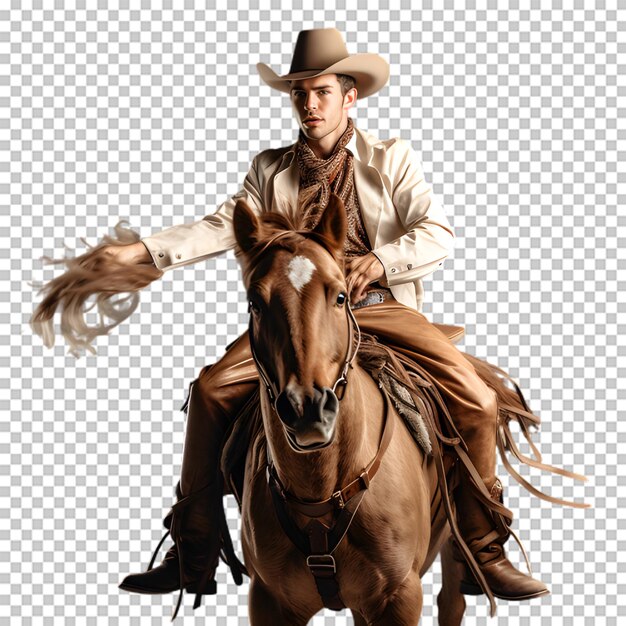 PSD cowboy em cavalo isolado em fundo transparente