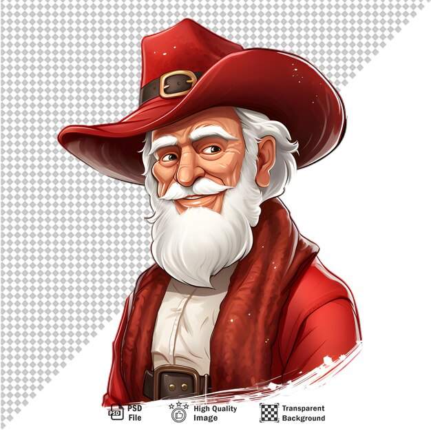 El cowboy santa claus aislado en un fondo transparente