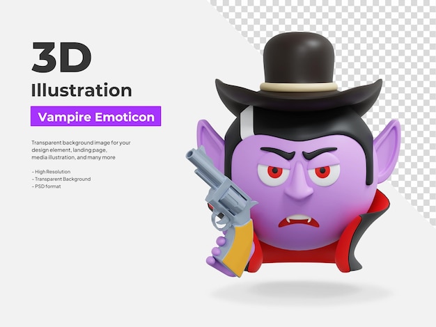 Cowboy-Vampir-Emotion 3D-Icon-Illustration