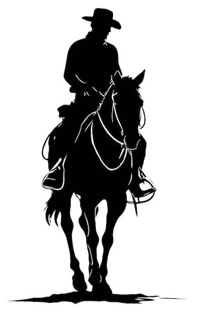 Cowboy Western Voyage Ilustração Estilo de silhueta