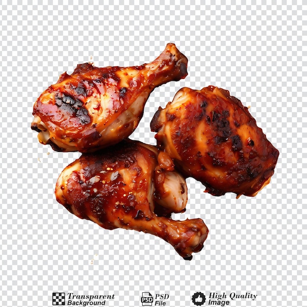 PSD coxas de frango grelhadas isoladas sobre um fundo transparente