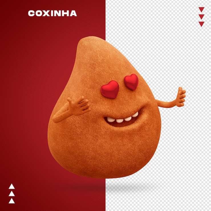 PSD coxinha alimentos renderizado 3d aislado