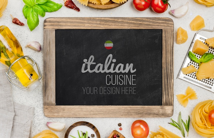 PSD cozinha italiana com ingredientes