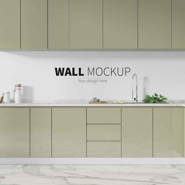 PSD cozinha modelo de parede em renderização 3d