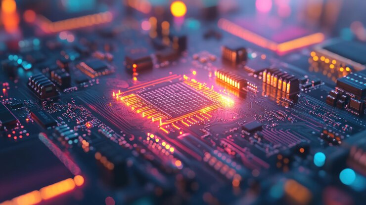 PSD cpu brillante en una placa de circuito