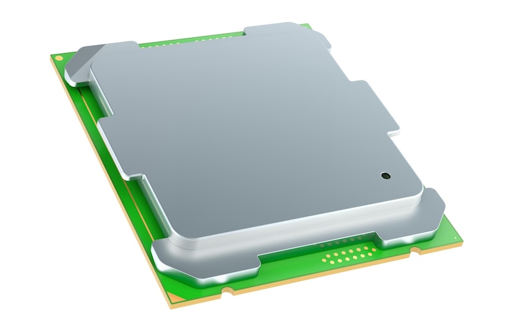 PSD cpu processador de computador renderização 3d isolado em fundo transparente