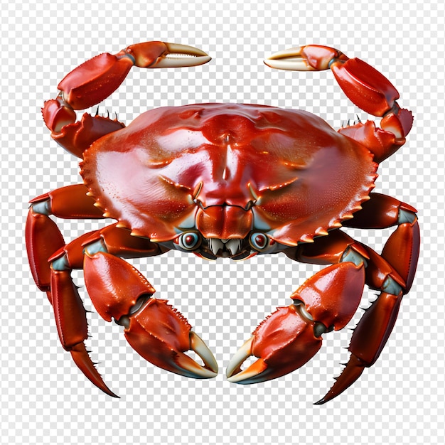 PSD crab vermelho vista de cima isolado em fundo transparente generativo ai