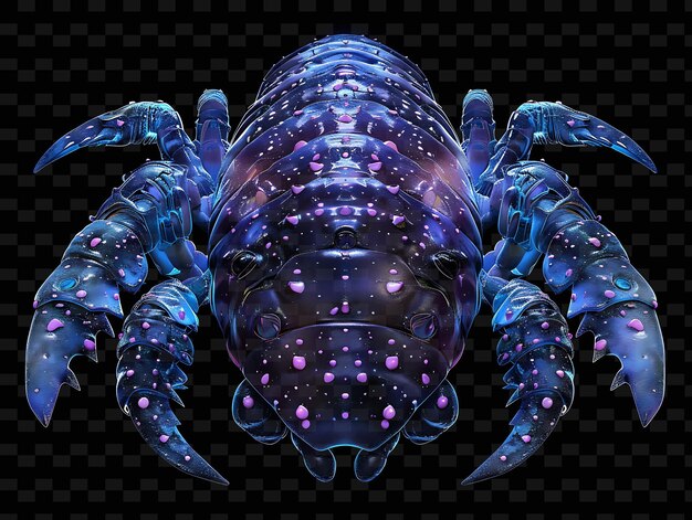 PSD un crabe aux yeux bleus et un corps violet et des yeux bleus