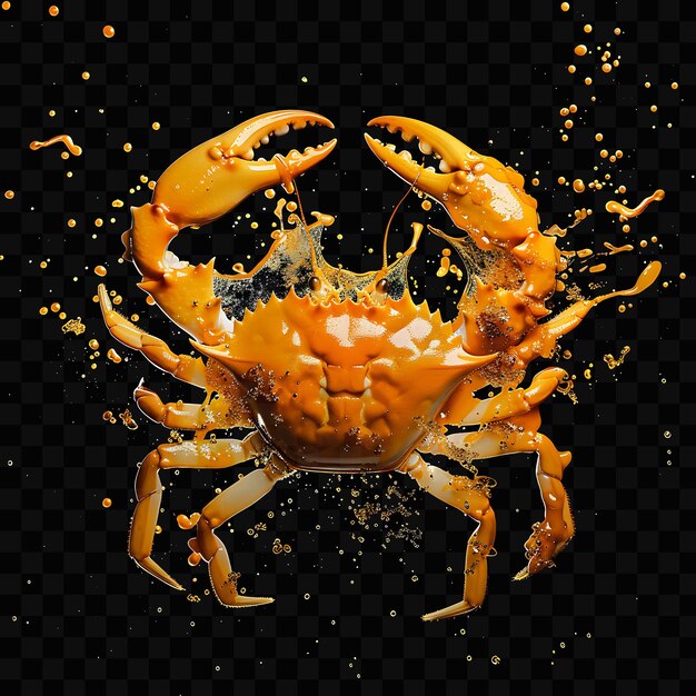 PSD un crabe avec une boule de jus d'orange