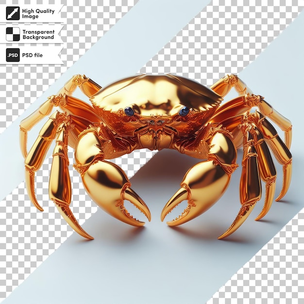 Crabe doré PSD sur fond transparent avec couche de masque modifiable