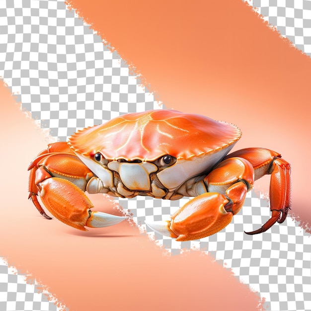 PSD un crabe orange debout seul sur un fond transparent