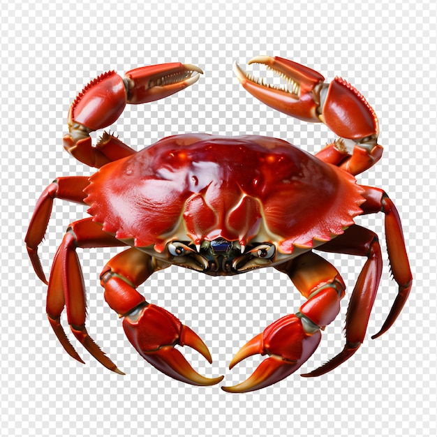 PSD crabe rouge vu de haut isolé sur fond transparent génératif ai