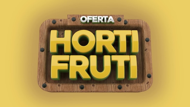 PSD crachá 3d 'oferta de hortifruti'