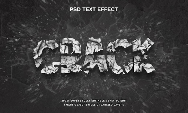 PSD crack 3d lettrage d'effet de texte modifiable