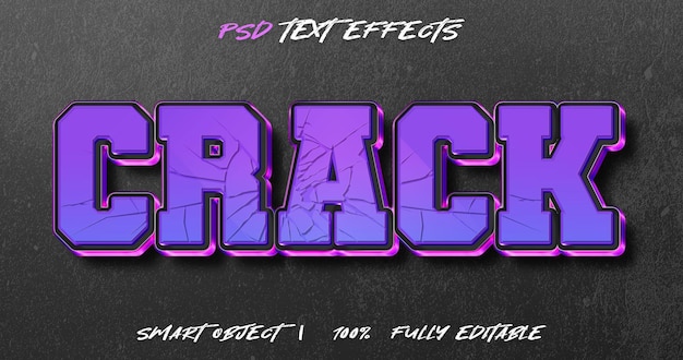 crack efecto de texto psd de vidrio roto