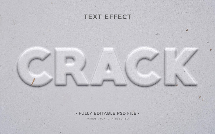 PSD crack-text-stil-effekt 3d-bearbeitbarer texteffekt