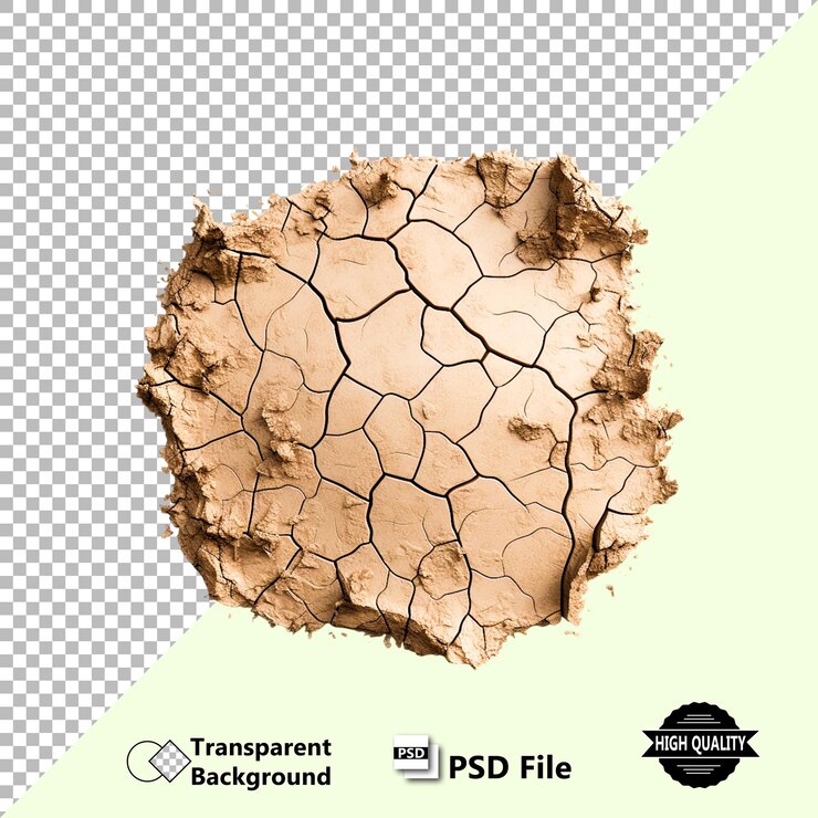 PSD cracked dry earth texture highresolution psd with transparent background