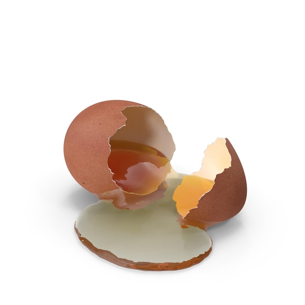 Cracked egg with spilled yolk and egg white on a surface