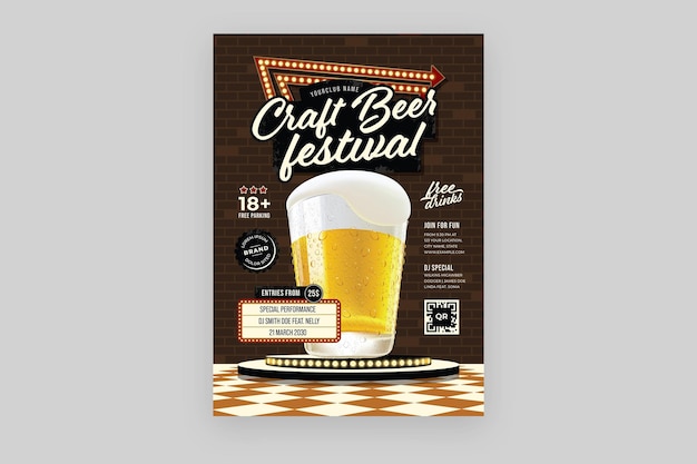 Craft beer festival flyer-vorlage in psd v1