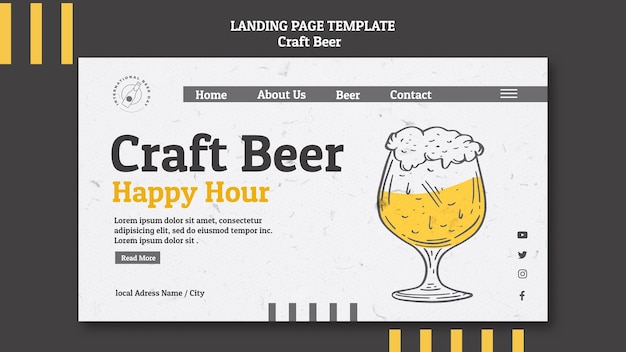 PSD craft beer happy hour landingpage