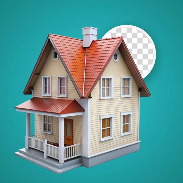 PSD craftsman house isolated on transparent background