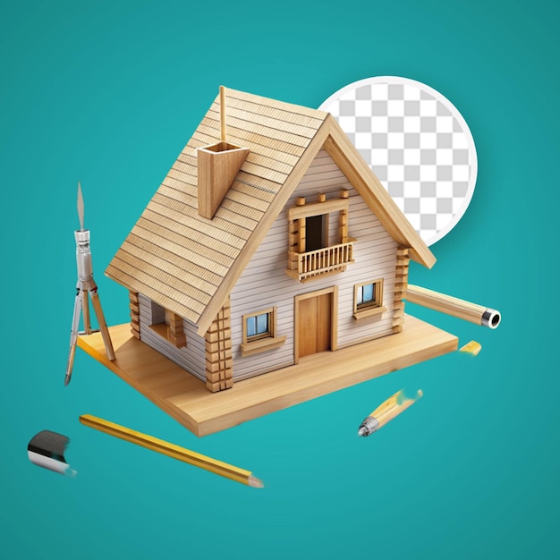 PSD craftsman house isolated on transparent background