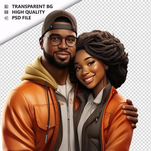 PSD cramped black couple 3d cartoon style le fond blanc est