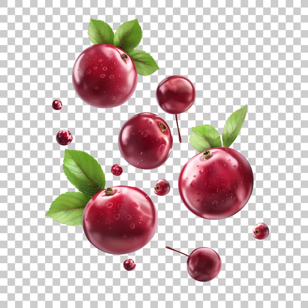 PSD cranberry fresco voando no ar conceito de ingredientes naturais de bagas orgânicas saudáveis gerado por ia png tra