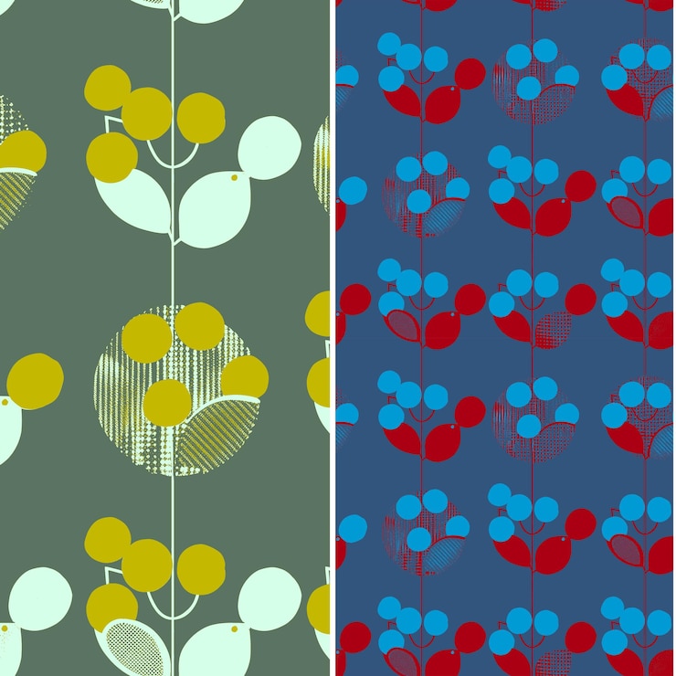 PSD cranberry mit runden silhouette und festlichem design mit geom einzigartigem tropischen fruchtmuster vektor