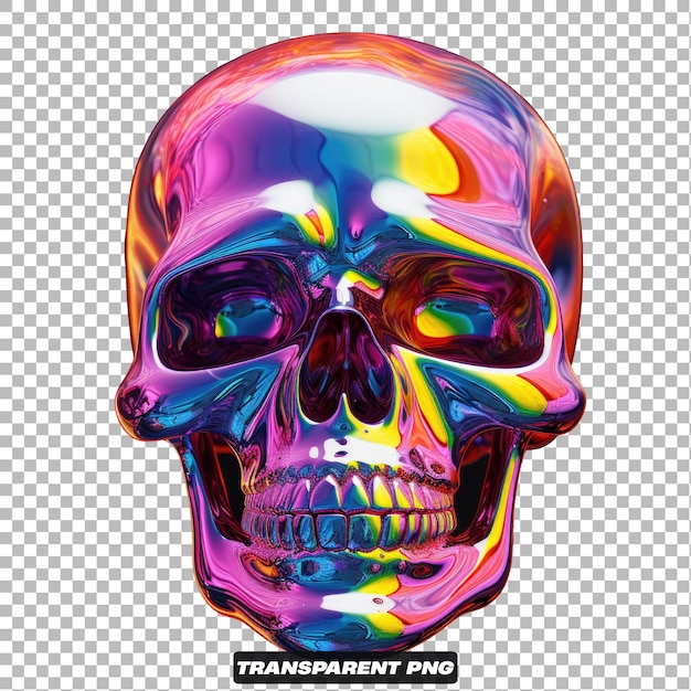 Crâne abstrait 3D irisé Forme PNG isolé